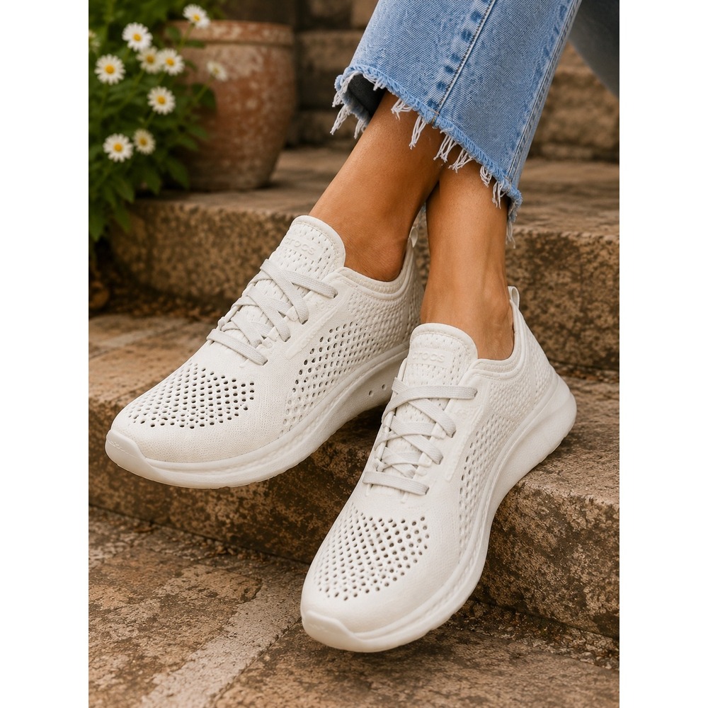 CROCS Women’s Lightweight Knit Sneakers in White